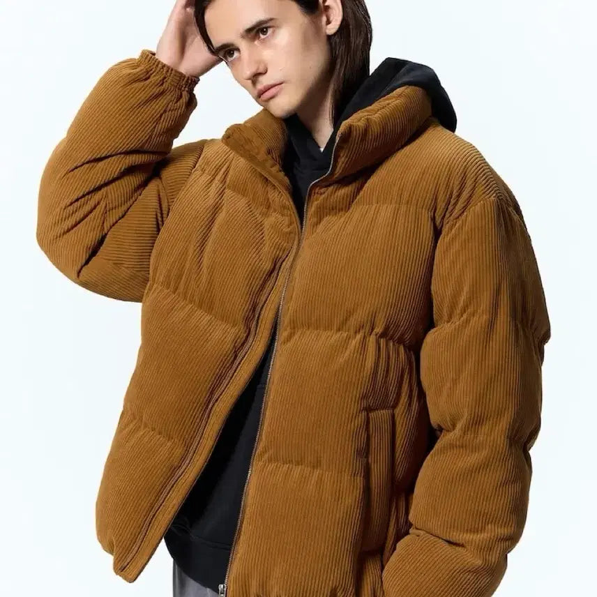 [BUNJANG] Uniqlo GU Corduroy Padded Jumper Parka Jacket - Brown / [XL] 유니클로 GU 코듀로이 패딩 점퍼 파카 자켓 / 브라운