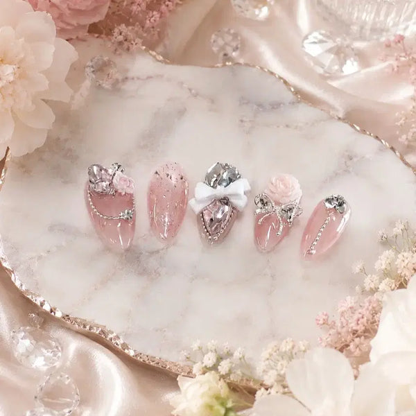 [BUNJANG] Romantic Blush Handmade Nail Tips / 로맨틱 블러쉬 수제 네일팁