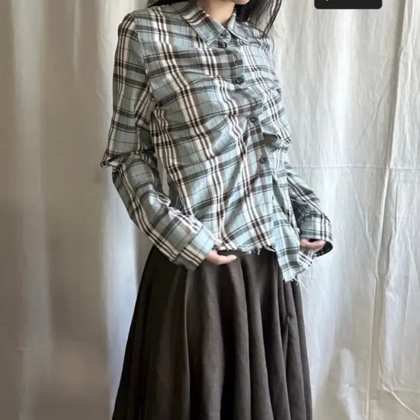[BUNJANG] Dong eun Mint Check Shirt / 동은 민트 체크 셔츠 mint check shirt