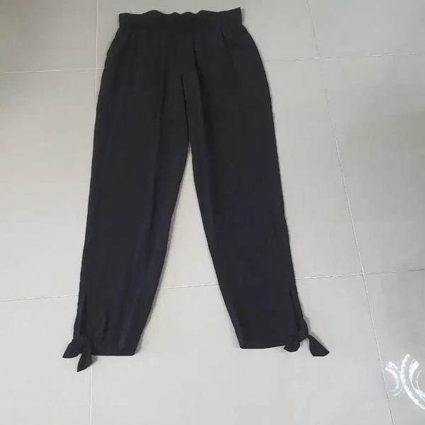 [BUNJANG] Club Monaco Silk Black Ribbon Detail Slacks - Women's Size 25 / 클럽 모나코 실크블랙  바지 리본 디테일 여성