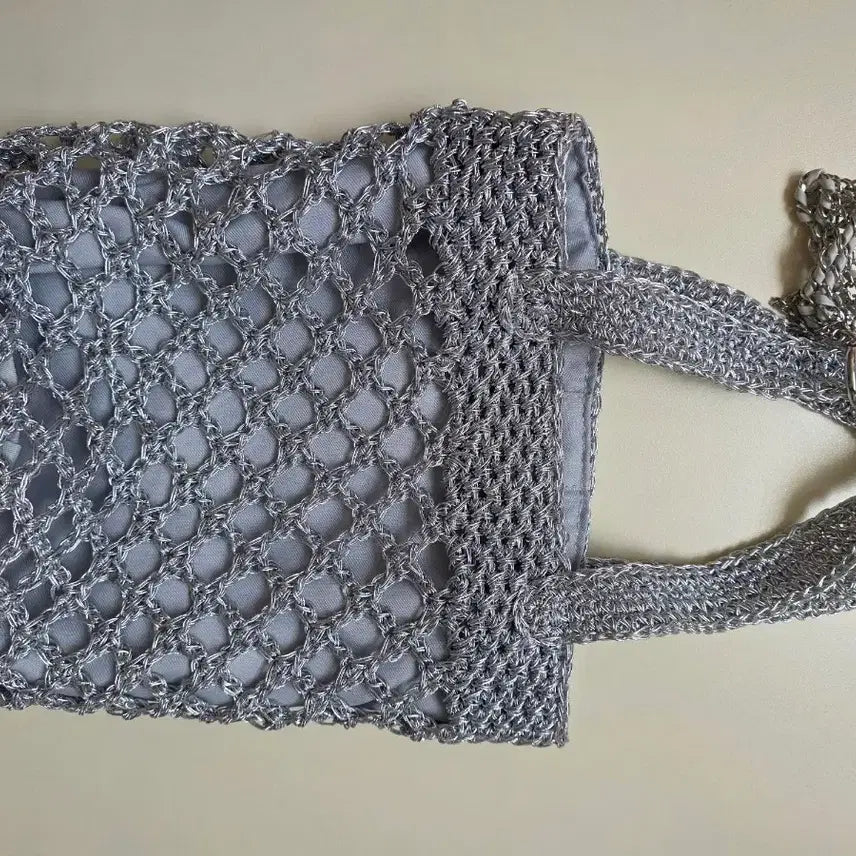 [BUNJANG] Rouge & Lounge Silver Net Tote Bag / 그물 토트백 실버