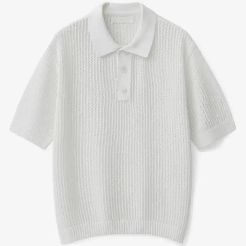 [BUNJANG] Minav Pure Cotton Punching Knit Collar T-shirt / 미나브 퓨어 코튼 펀칭 니트 카라티