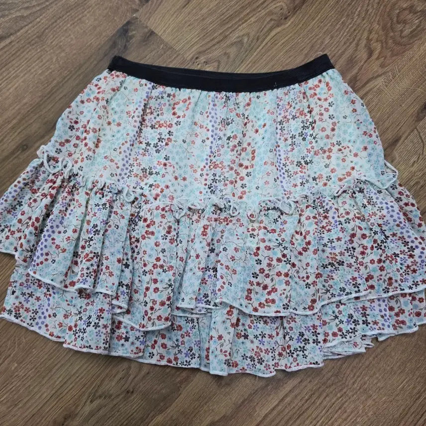 [BUNJANG] Floral Print Frill Mini Skirt / 꽃무늬 프릴 스커트
