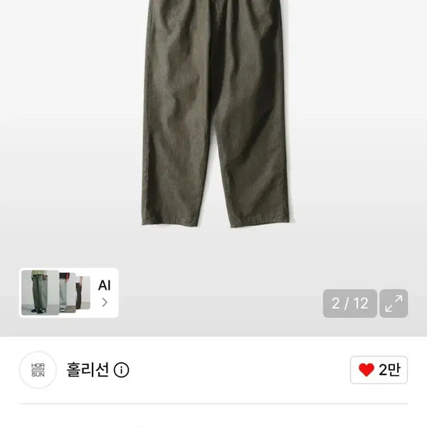 [BUNJANG] Hollinsen Denim Pants Olive S / 홀리선 데님 팬츠