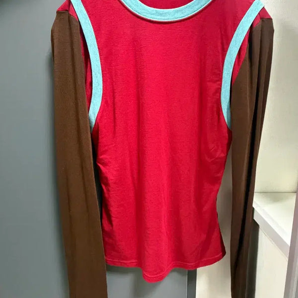[BUNJANG] Color Block Long Sleeve T-Shirt / 배색 티셔츠