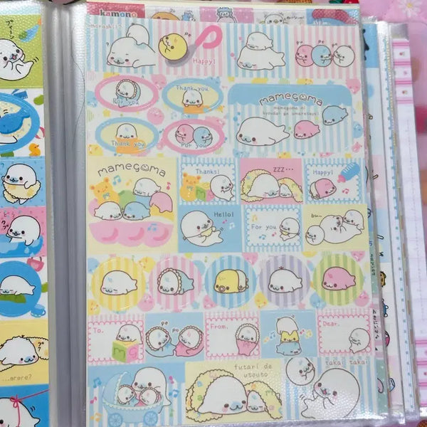 [BUNJANG] San-x Mamegoma Square Sticker Memo Pad Set / San-x 고전 산엑스 마메고마 사각 스티커 메모지 씰 지류 문구 세트