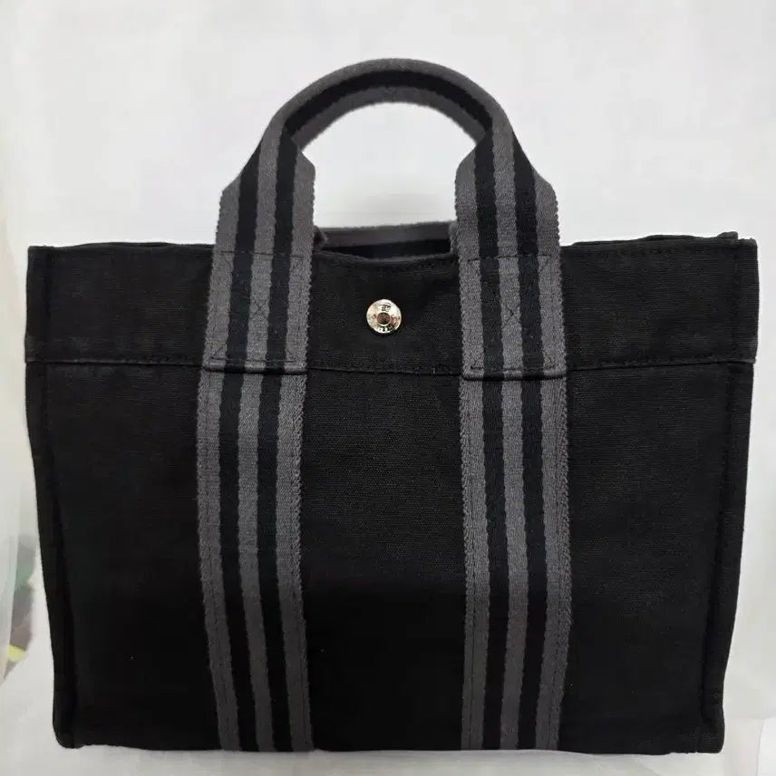 [BUNJANG] Hermès Canvas Tote Bag PM Black/Grey / 에르메스 캔버스 토트백 블랙/그레이 PM
