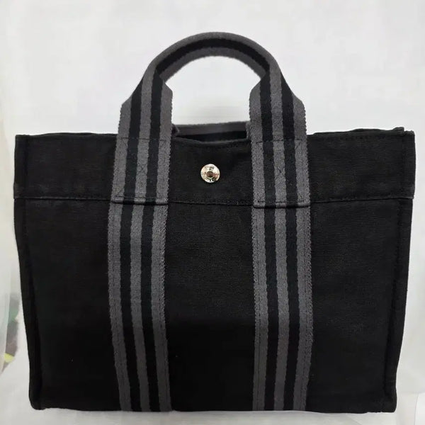 [BUNJANG] Hermès Canvas Tote Bag PM Black/Grey / 에르메스 캔버스 토트백 블랙/그레이 PM