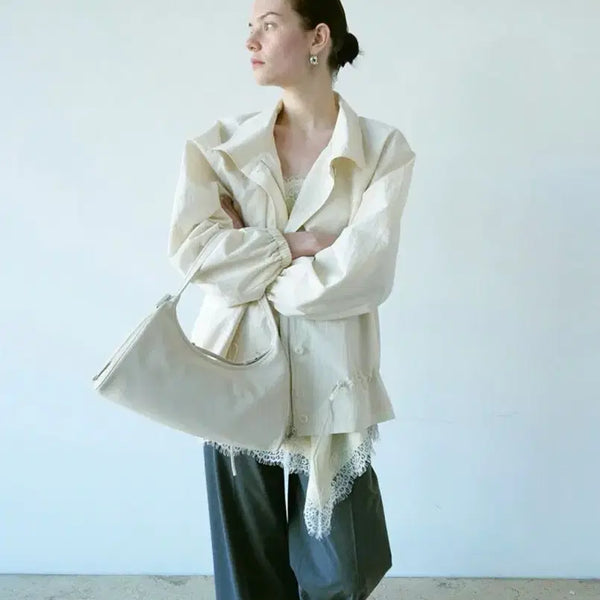 [BUNJANG] On&On String High Neck Jumper Cream 55 / (정가30만원) 온앤온 스트링 하이넥 점퍼 크림 55