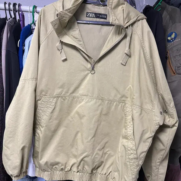 [BUNJANG] Zara Reflective Half-Zip Hoodie Anorak Jacket / 자라 리플렉티브 반집업 후드 아노락 자켓
