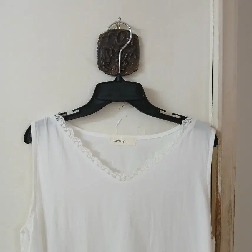 [BUNJANG] Cotton Lace Sleeveless Dress / 가격제안 나시 면 레이스 원피스 가슴단면 최대 52정도