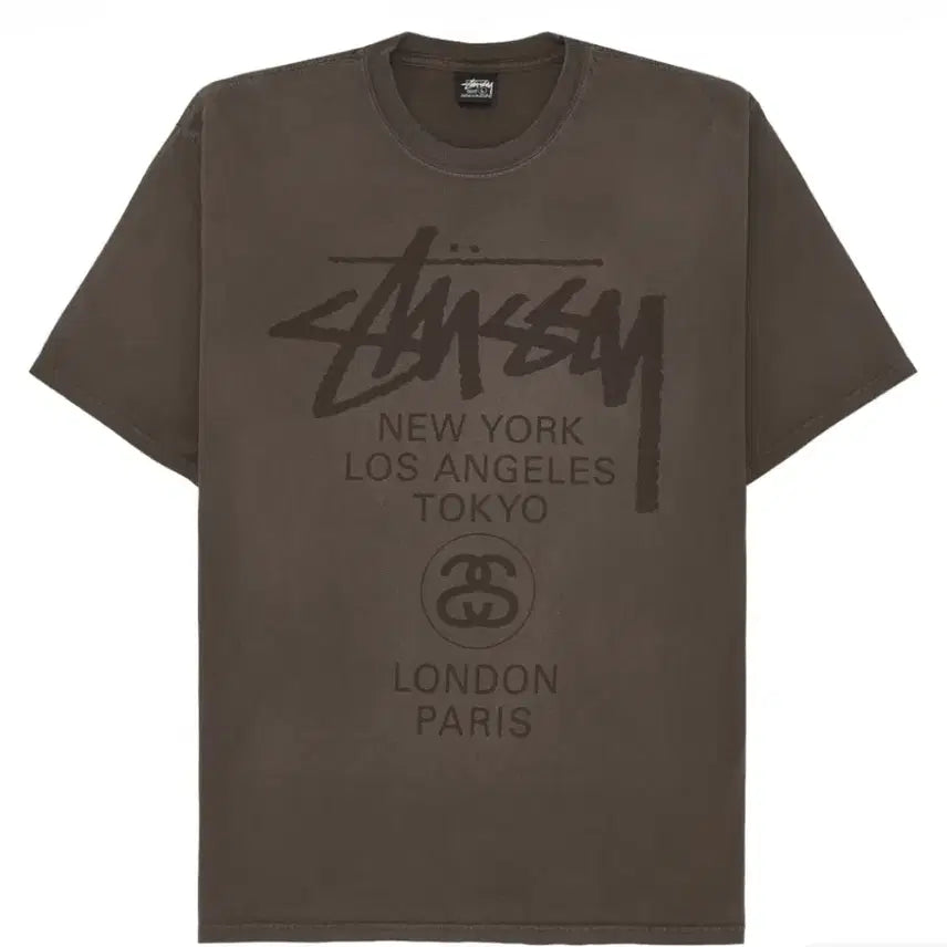 [BUNJANG] Stussy World Tour T-Shirt Sun Faded Brown / [XXL] 스투시 월드 투어 티셔츠 썬 페이디드 브라운 새제품