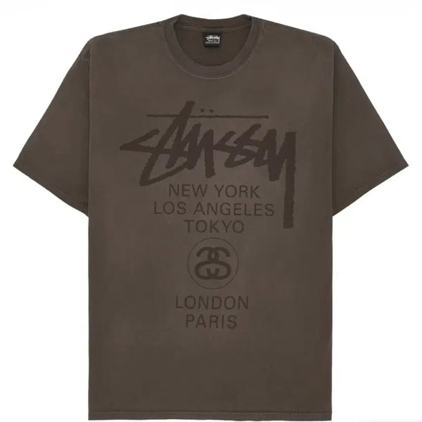 [BUNJANG] Stussy World Tour T-Shirt Sun Faded Brown / [XXL] 스투시 월드 투어 티셔츠 썬 페이디드 브라운 새제품