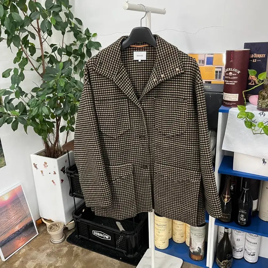[BUNJANG] Nanushka Houndstooth Check Wool Coat S / 나누슈카 하운드투스 체크 울코트 S