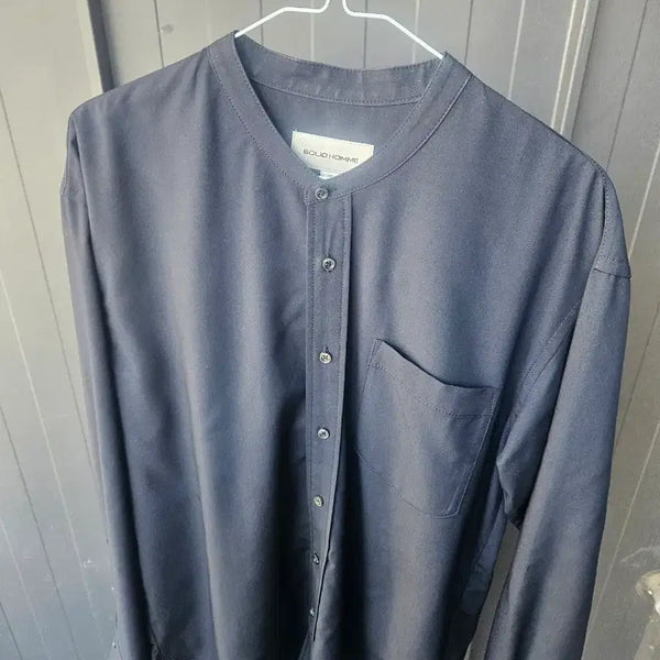 [BUNJANG] Solid Homme Black Henry Neck Shirt / 95~슬림100 솔리드옴므 이쁜 블랙 헨리넥 셔츠
