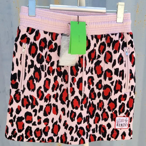 [BUNJANG] Kenzo Leopard Pattern Mini Skirt Pink / 겐조 레오파드 패턴 미니스커트 핑크