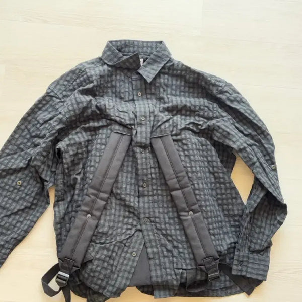 [BUNJANG] Aoiro x Sahi Layered Check Shirt Backpack / 아오이로 x 사히 체크셔츠 레이어드 백팩