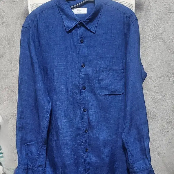 [BUNJANG] Uniqlo Linen Shirt Navy / 유니클로 리넨 셔츠 네이비