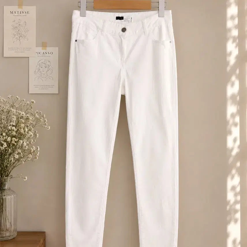 [BUNJANG] Women's White Cotton Jeans (Size 26-27 / 55-66) / 여성용 화이트 면 청바지 26-27 (55-66) 정도 사이즈