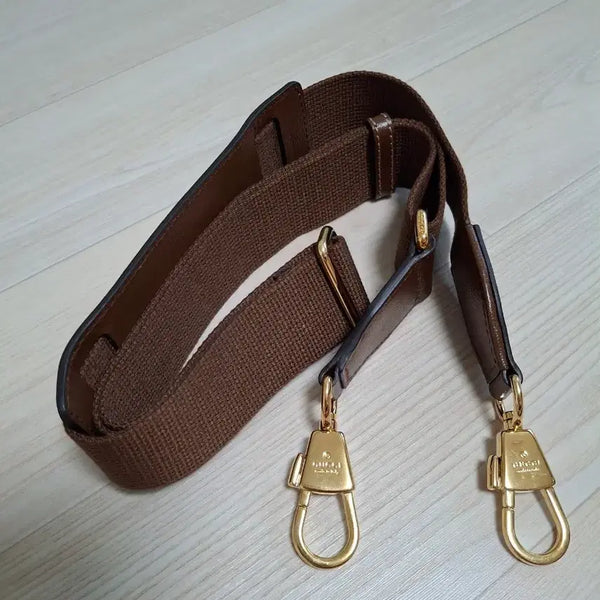 [BUNJANG] Gucci Shoulder Strap Brown Canvas Leather Mix / (정품) 구찌 숄더 스트랩 브라운 캔버스 가죽 믹스
