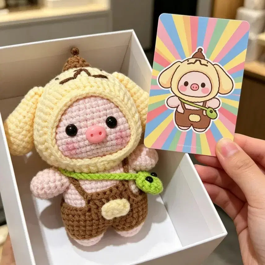 [BUNJANG] Handmade Knitted PoomPoomPurin Pig Charm/Bag Accessory / 손뜨개 귀여운 품품푸린 돼지 뜨개 인형 키링/가방고리 핸드메이드
