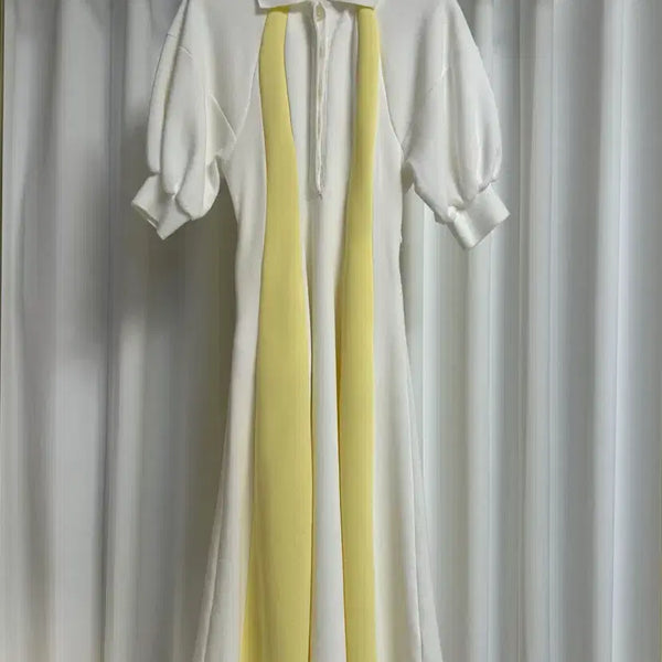 [BUNJANG] IMMI Collar Balloon Short Sleeve Flare Cotton Dress S Size / IMMI 카라 벌룬 반팔 플레어 면원피스