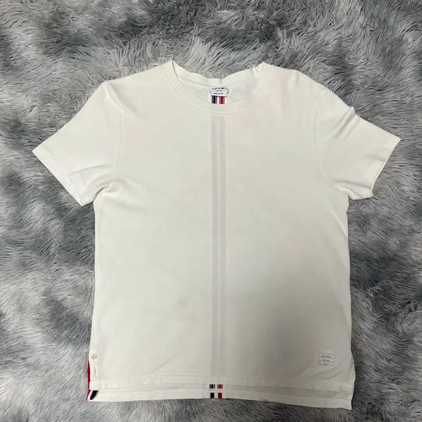 [BUNJANG] Thom Browne White Three-Stripe Short-Sleeve T-Shirt / 톰브라운 백삼선 반팔