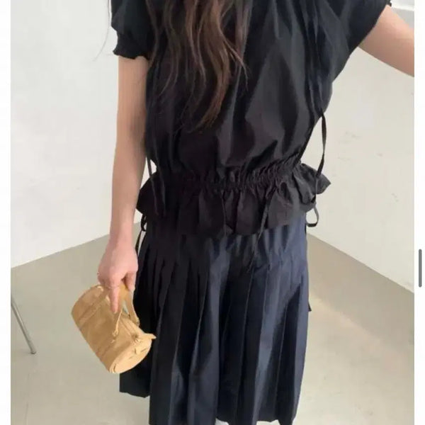 [BUNJANG] Oumd Twin Ribbon Blouse ver.2 Black / Oumd 움드 twin ribbon blouse ver.2 black