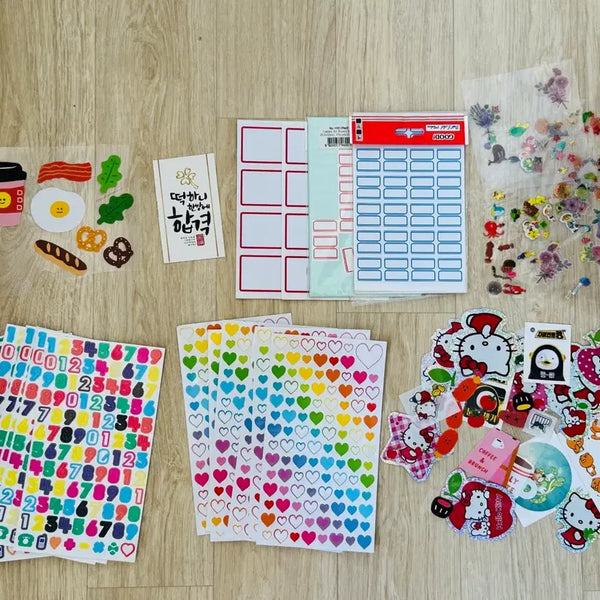 [BUNJANG] Diary Decorating Stationery Set - Letter Paper & Stickers Bundle / 다꾸 문구 세트 편지지 14장 및 스티커 다수 일괄