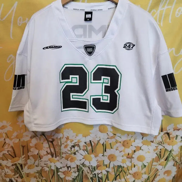[BUNJANG] Muscle Armed 23 Crop T-Shirt White XS / 머슬암드 23번 크롭 반팔티 화이트XS