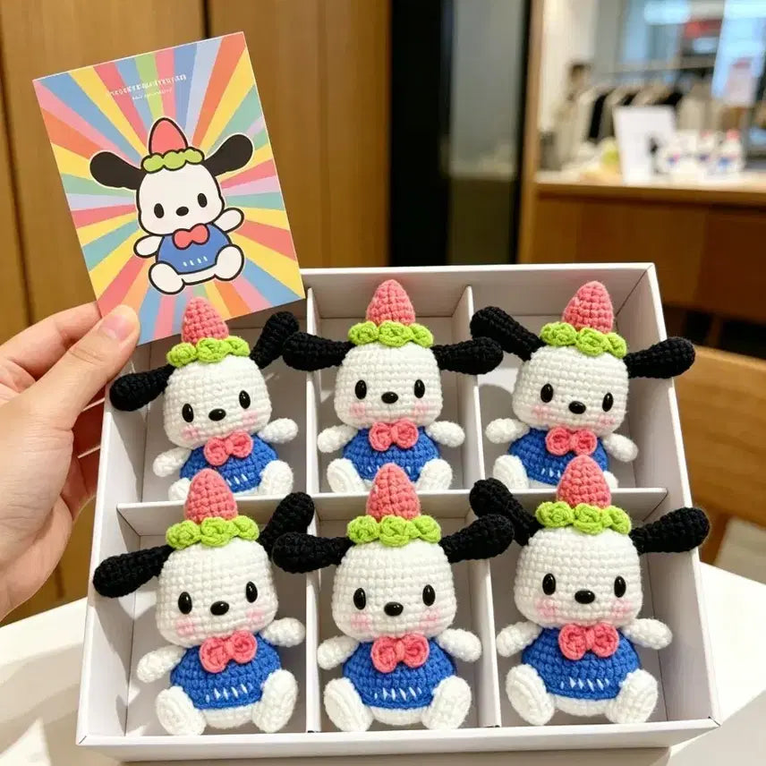 [BUNJANG] Handmade Pochacco Knit Doll Keychain Bag Charm / 손뜨개 귀여운 포차코 뜨개 인형 키링 가방고리 핸드메이드