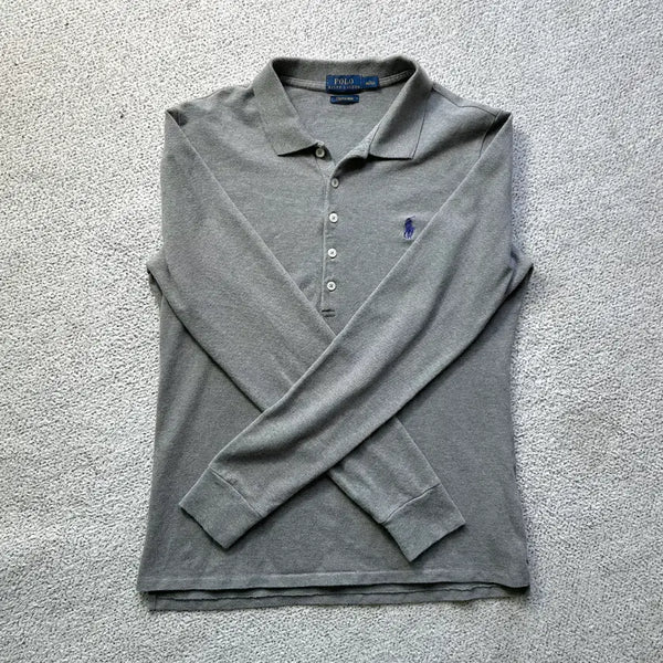 [BUNJANG] Polo Ralph Lauren Stretch Long Sleeve Pique Shirt Grey M / 폴로 랄프로렌 스트레치 긴팔 피케 셔츠 그레이 M 카라티