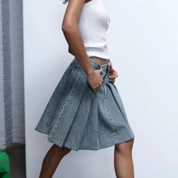 [BUNJANG] Zara XS Denim Skirt / 자라 xs (루즈핏) 데님 청치마 스커트 플리츠 코스 마시모두띠 가니 비