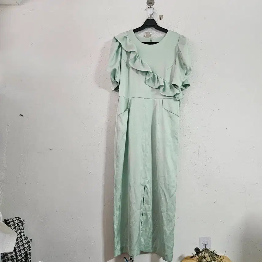 [BUNJANG] Mint Frill Dress / 민트색 프릴 원피스