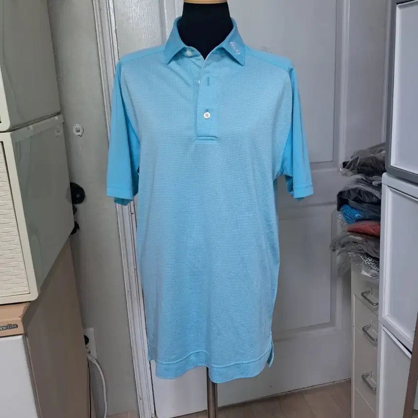 [BUNJANG] FootJoy Men's Short Sleeve Polo Shirt - Sky Blue, Size M / FJ 풋조이 정품 반팔 티셔츠 카라티 M(상태상급)