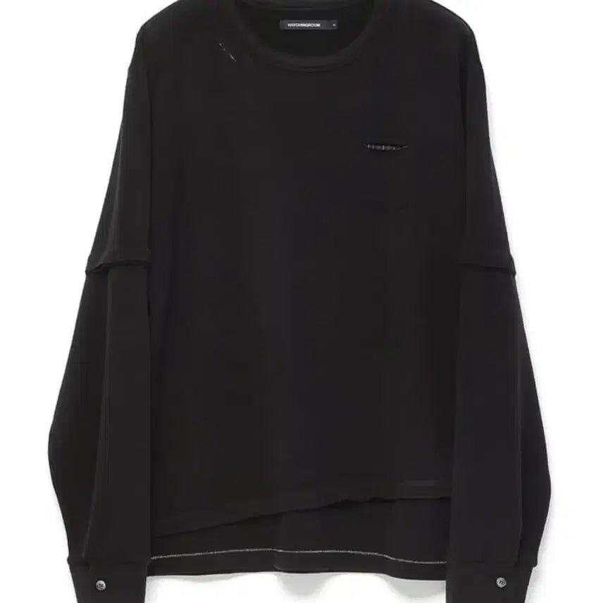 [BUNJANG] Haeching Room Cuff T-Shirt Black Size 2 / 해칭룸 커프 티셔츠 블랙 2