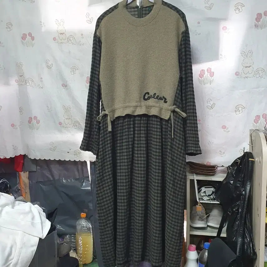 [BUNJANG] United Colors of Benetton 2021 Knit Mix Check Long Dress / 베네통  2021년     원피스