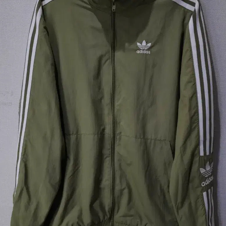 [BUNJANG] Adidas Lock Up Top Khaki Track Top Jersey Zip-up Size XS / 아디다스 락업탑 카키 트랙탑 저지 져지집업 85/XS