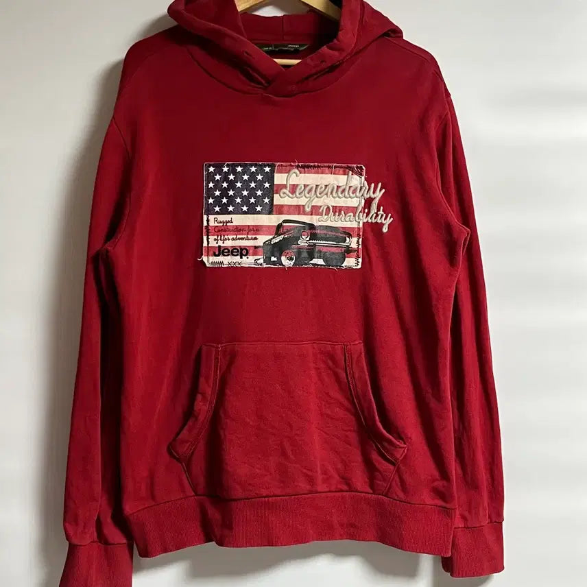 [BUNJANG] Jeep Vintage American Flag Hoodie T-Shirt Size 105 / 공용 지프 빈티지 성조기 후드티셔츠 105