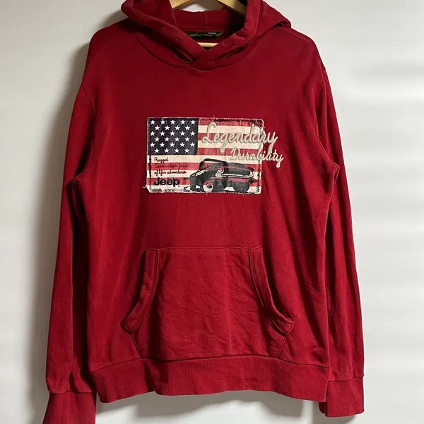 [BUNJANG] Jeep Vintage American Flag Hoodie T-Shirt Size 105 / 공용 지프 빈티지 성조기 후드티셔츠 105