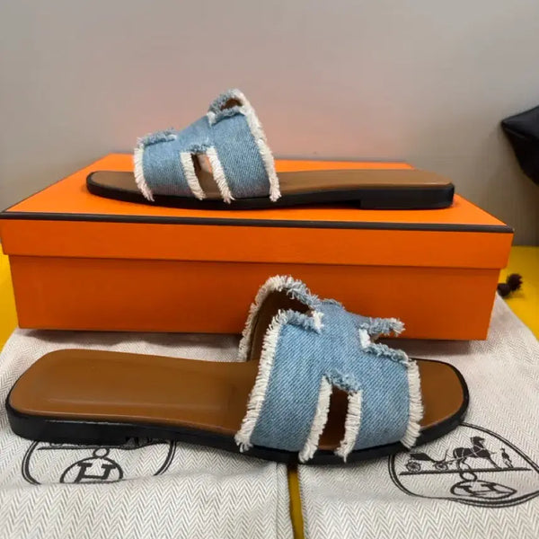 [BUNJANG] Hermes Oran Denim Slippers / 37/240)에르메스 오란 데님 슬리퍼