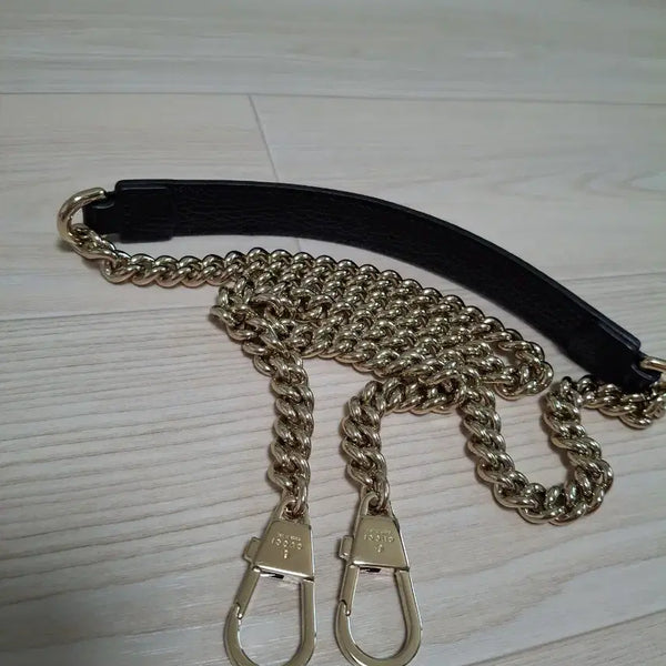 [BUNJANG] Gucci Chain Shoulder Strap Black Leather / (정품) 구찌 체인 숄더 스트랩 블랙
