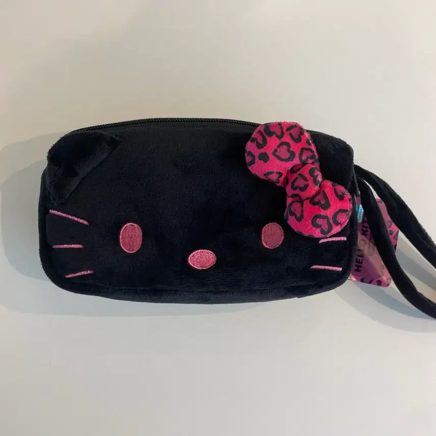 [BUNJANG] Sanrio Hello Kitty Leopard Print Square Pouch / 새상품) 헬로키티 블랙 핑크 호피 사각 파우치 필통 산리오정품 레오파드