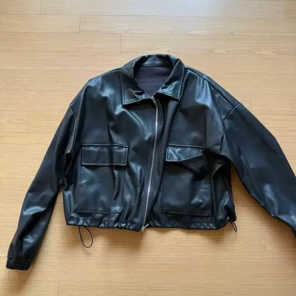 [BUNJANG] Black Leather Jacket / 블랙 레더 자켓