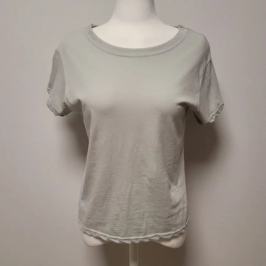 [BUNJANG] Unisex Solid Short Sleeve T-Shirt Khaki Grey Free Size / [새상품] 반소매 무지티 카키그레이 Free