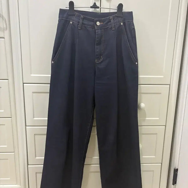 [BUNJANG] On & On Indigo Pintuck Wide Denim Pants Size 55 / 온앤온 인디고 핀턱 와이드 데님 55(핏 상태 굿)