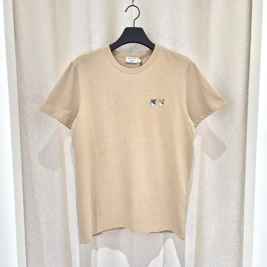 [BUNJANG] Maison Kitsune Double Fox Head Patch T-Shirt Beige / (L)메종키츠네 더블 폭스 헤드 패치 반팔티 베이지