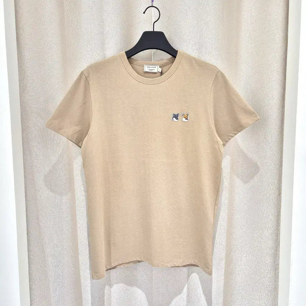 [BUNJANG] Maison Kitsune Double Fox Head Patch T-Shirt Beige / (L)메종키츠네 더블 폭스 헤드 패치 반팔티 베이지
