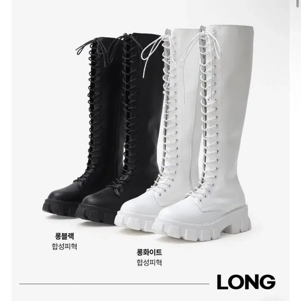 [BUNJANG] The Lady Walker Long Boots Black / @새제품@ 에이블리 더레이디 워커 롱부츠 블랙 부츠 판매