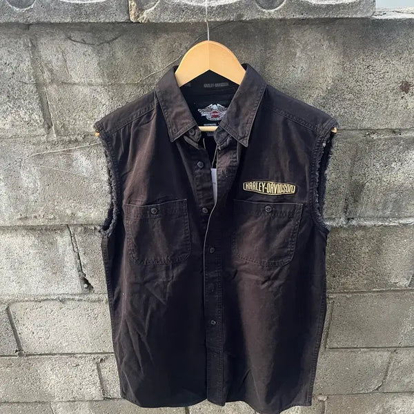 [BUNJANG] Harley-Davidson Cotton Sleeveless Shirt (S) Women / 할리데이비슨 코튼 블로우아웃 민소매 셔츠 S 여성용